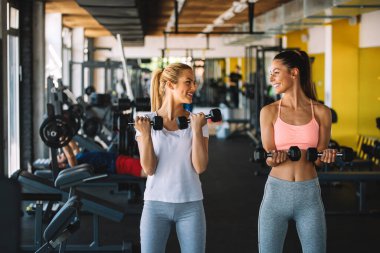 Güzel formda genç kadınlar sağlıklı kalmak için spor yapıyor..