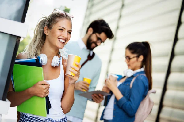 Diversiteit Studenten Vrienden Universiteit Teamwork Geluk Ideeën Concept — Stockfoto