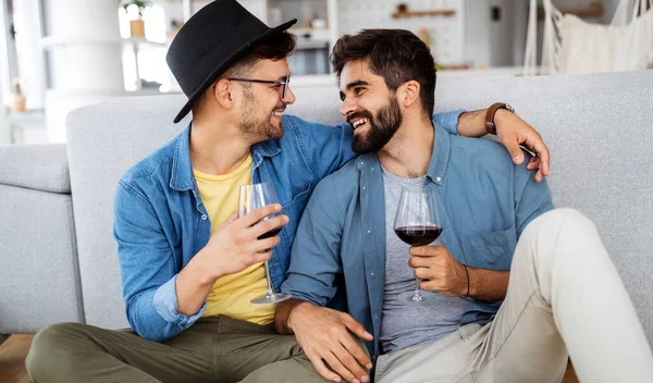 Heureux Couple Gay Amoureux Passer Temps Ensemble Lgbt Concept Personnes — Photo