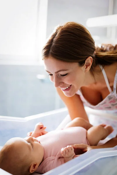 Beautiful Young Mother Her Newborn Baby Together Love Happiness Family — Stock Photo, Image