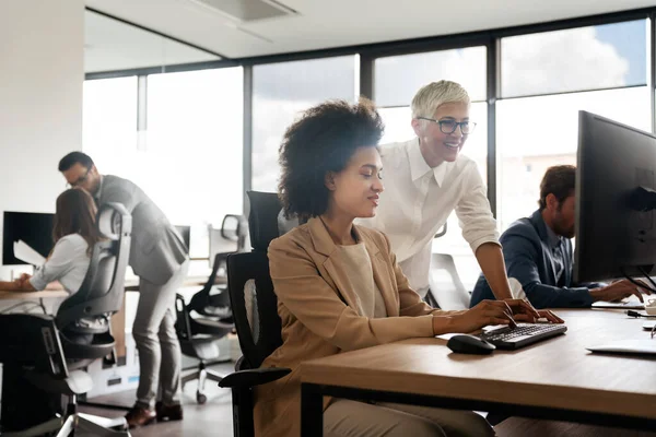 Programer Yang Bekerja Perangkat Lunak Yang Mengembangkan Kantor Perusahaan — Stok Foto