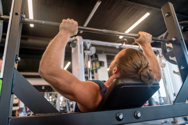 Young Handsome Fit Man Doing Exercises Gym — Stock Photo, Image