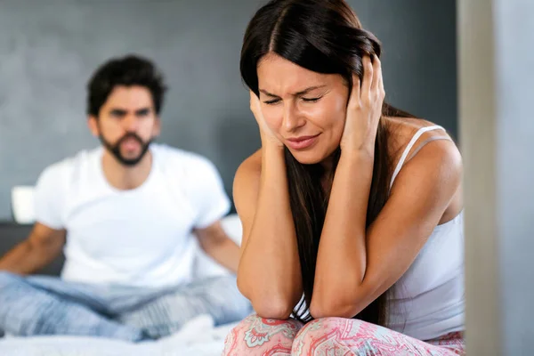 Couple Having Arguments Sexual Problems Bed Quarrel People Concept — Stock Photo, Image