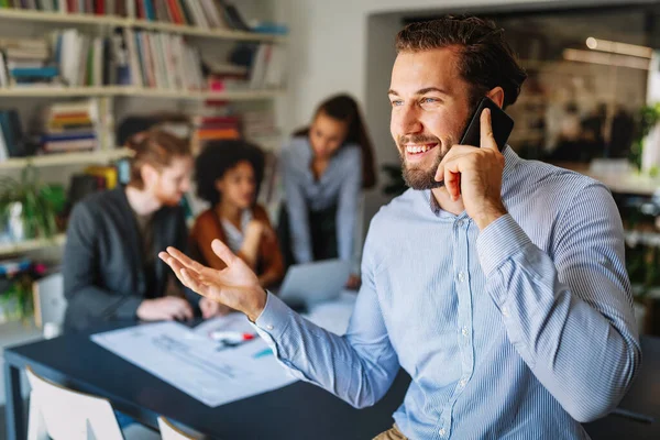 Uomini Affari Che Lavorano Ufficio Lavoro Squadra Successo Incontro Sul — Foto Stock