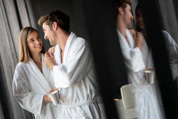 Casal Jovem Hora Manhã Fechar — Fotografia de Stock