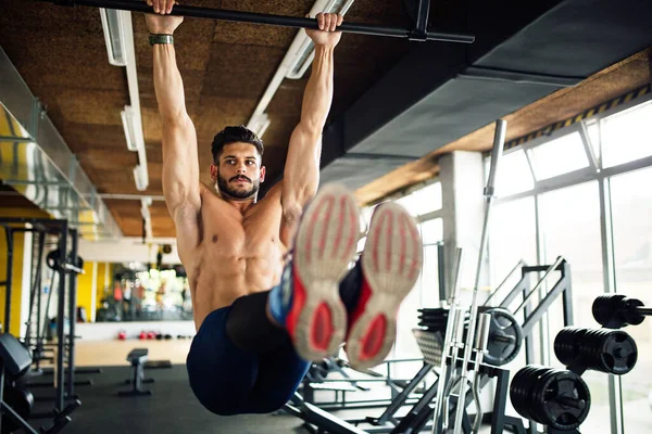 Ung Stilig Passform Man Tränar Ett Gym Sport Människor Hälsosam — Stockfoto