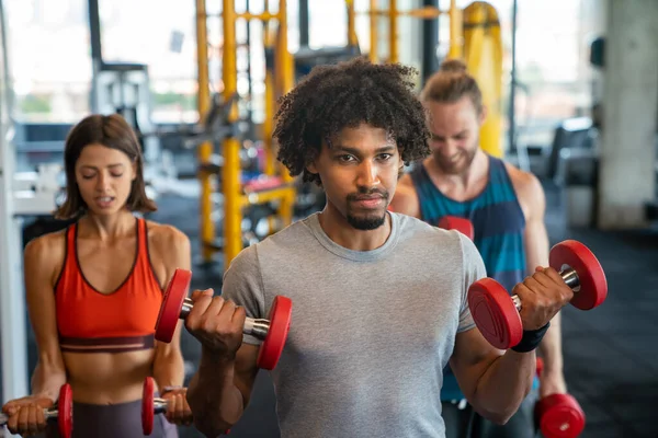 Groupe Personnes Forme Gymnase Exercice Pour Rester Bonne Santé — Photo