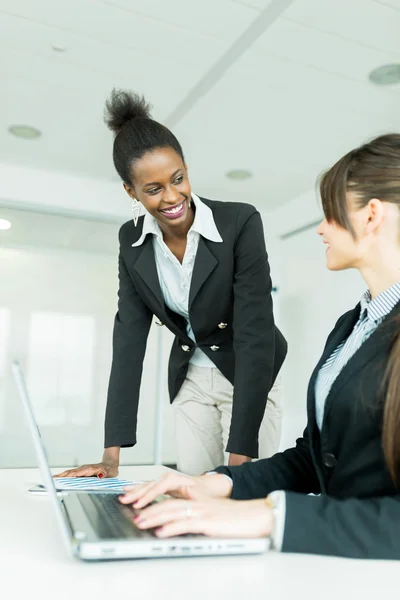 Businesswomen exchanging thoughts — Stock Photo, Image