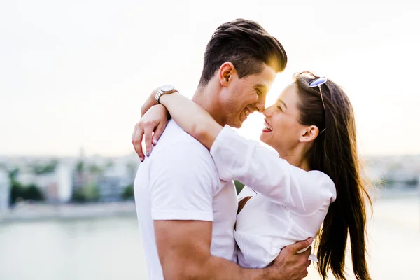 Couple hugging and about to kiss — Stock Photo, Image