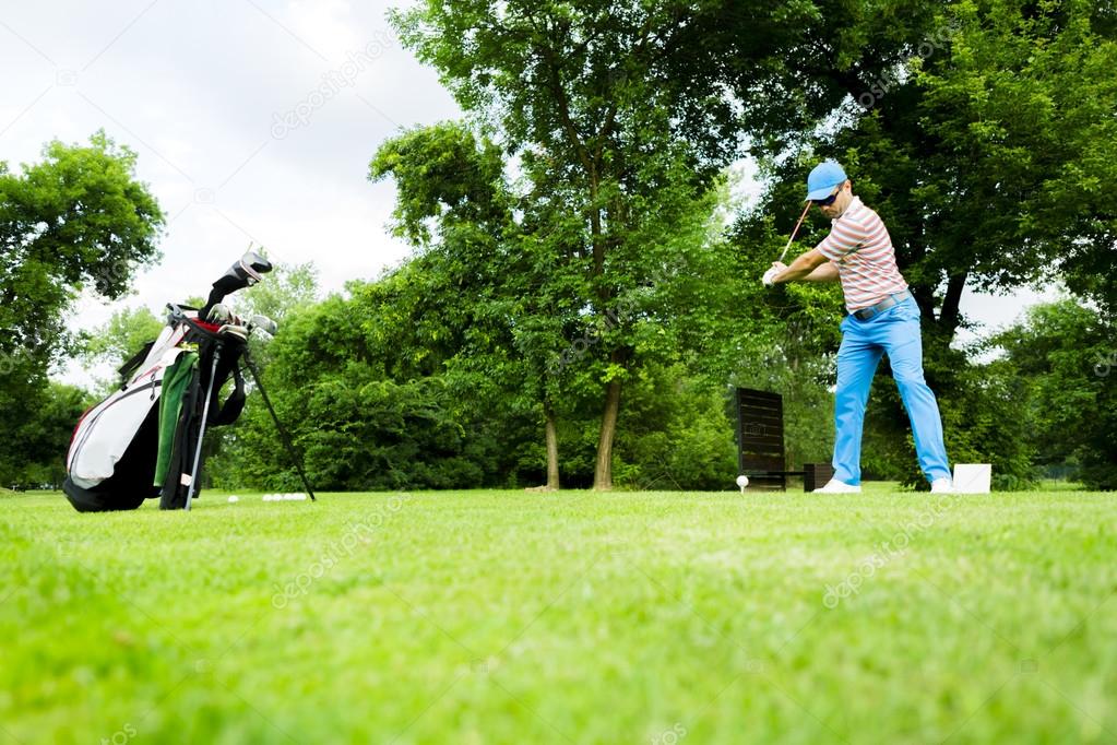 Golfer getting ready to hit