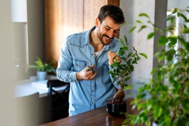 Evdeki bitkileri budayıp, doğayla bağ kuran ve basit bir hobide huzur bulan bir adamın sakin bir hafta sonu anı.