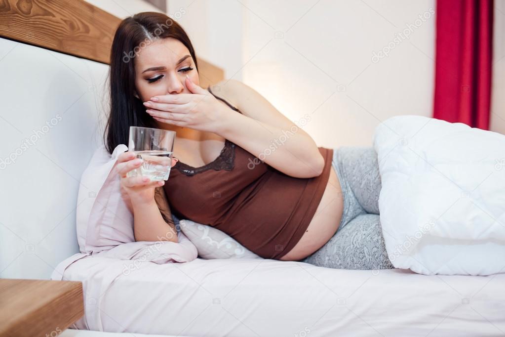 Pregnant woman having nausea