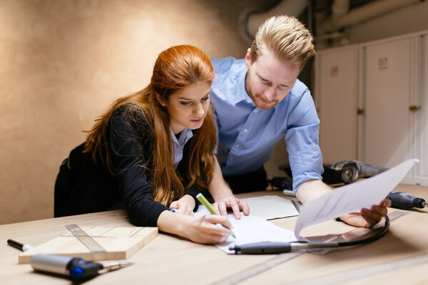 People working in modern beautiful workshop