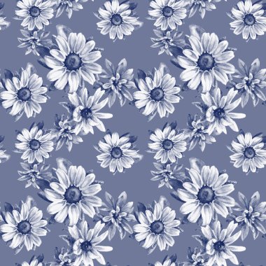 Rudbeckia çiçeklerinin suluboya desenleri.