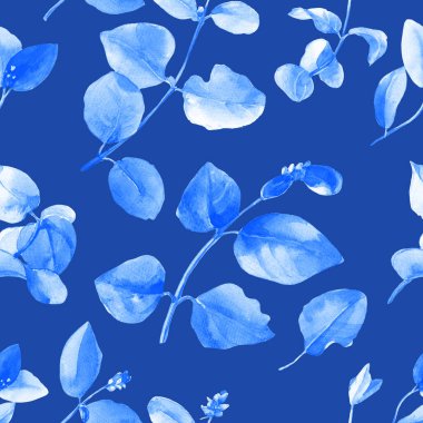 Yapraklı dalların dikişsiz deseni suluboya.