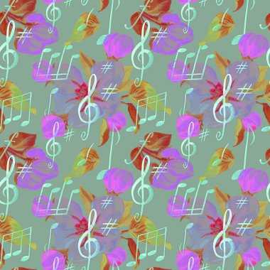 Notlar ve çiçekler, suluboya desenler.