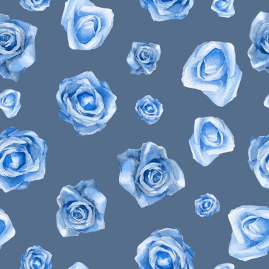 Suluboya kusursuz gül deseni. Botanik düğün çizimi.