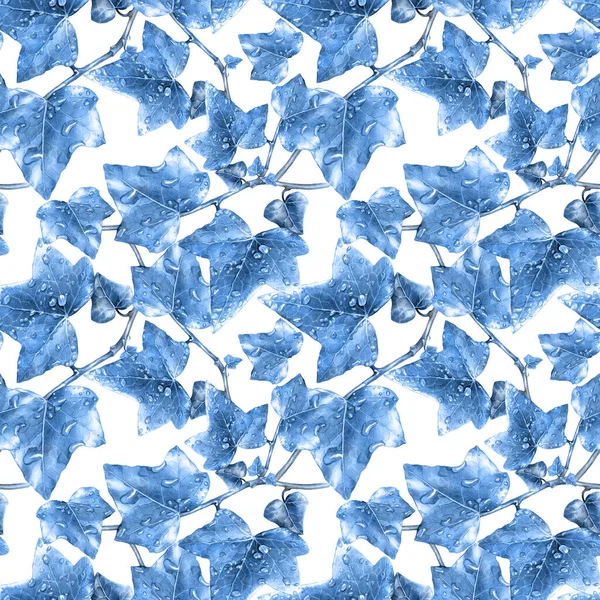 Watercolor seamless ivy pattern. Watercolor botanical illustration.