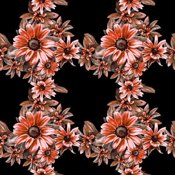 Aquarell Nahtloses Muster Von Rudbeckia Blumen — Stockfoto