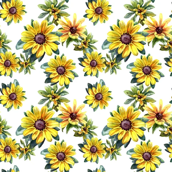 ルドケビアの花の水彩シームレスパターン — ストック写真