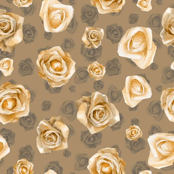 Aquarell Nahtlose Muster Von Rosen Botanische Hochzeitsillustration — Stockfoto
