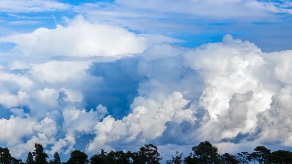 Cielo blu con un sacco di nuvole bianche gonfie — Foto Stock