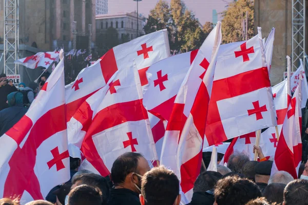 Tbilisi Georgia Novembre 2020 Manifestazione Protesta Contro Bidzina Ivanishzhili Rustaveli — Foto Stock