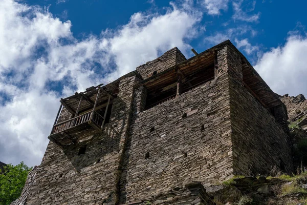Старая Крепость Горном Селе Шатили Руины Средневекового Замка Грузии Наследие — стоковое фото
