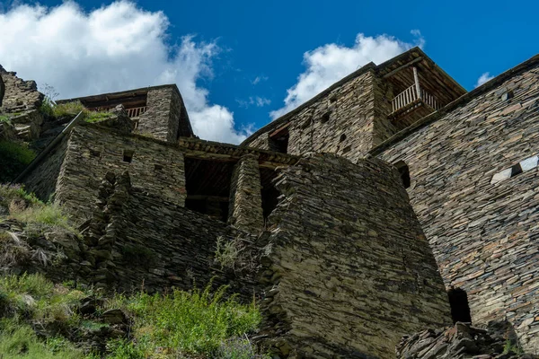 Antigua Fortaleza Pueblo Montaña Shatili Ruinas Del Castillo Medieval Georgia —  Fotos de Stock