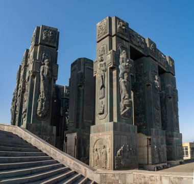 Tiflis, Gürcistan - 28 Kasım 2020: Gürcistan Tarihi Tarihi Anıtı, Tiflis