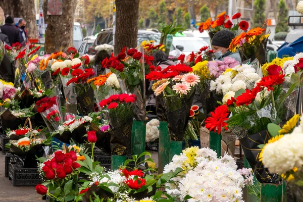 Buquê Colorido Flores Florescendo Mercado Livre Tbilisi — Fotografia de Stock