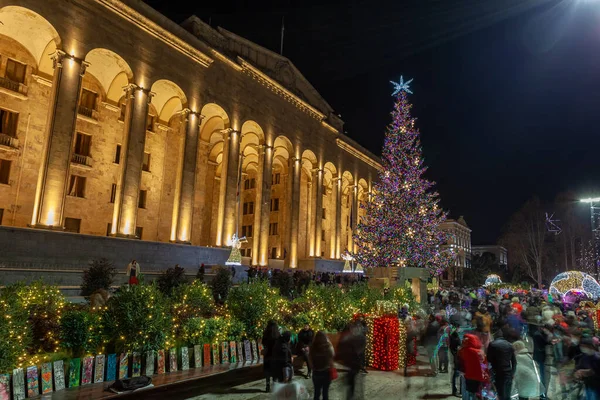 Tbilisi Georgia December 2020 Christmas Tree Front Parliament Georgia New — Stock Photo, Image