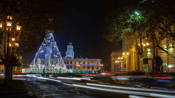 Tbilisi Geórgia Dezembro 2020 Natal Tbilisi Praça Liberdade — Fotografia de Stock