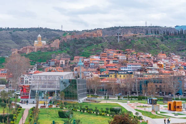 Tbilissi Géorgie Avril 2021 Belle Vue Panoramique Sur Vieux Tbilissi — Photo
