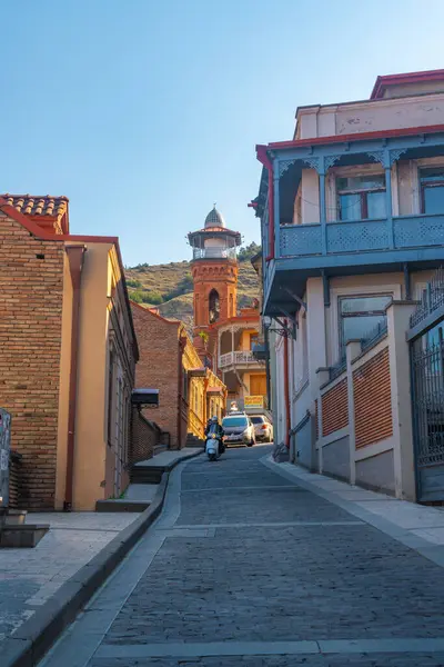 Tbilissi Géorgie Avril 2021 Maisons Traditionnelles Colorées Avec Balcons Sculptés — Photo