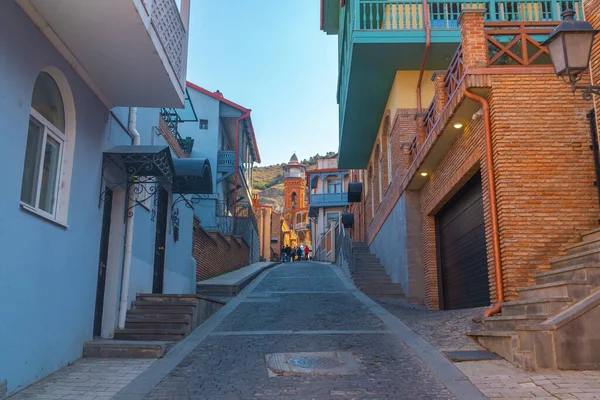 Tiflis Georgia Abril 2021 Coloridas Casas Tradicionales Con Balcones Tallados — Foto de Stock