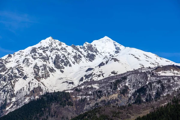 Гора Тетнулді Здіймається Над Великим Кавказьким Хребтом Верхній Частині Сванеті — стокове фото