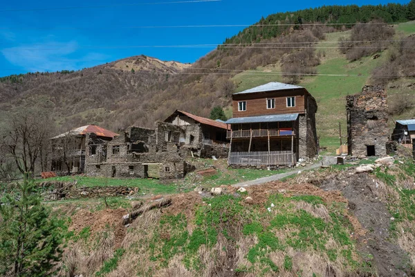Ruinen Eines Alten Hochgebirgsdorfes Svaneti Georgien Reise — Stockfoto