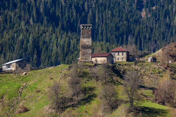 Traditionella Antika Svan Towers Övre Svaneti Kaukasus Resor Georgien — Stockfoto