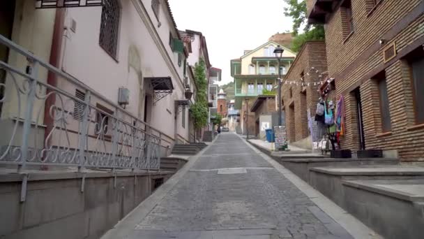 Тбилиси Грузия 2021 Путешествие Улицам Старого Тбилиси — стоковое видео
