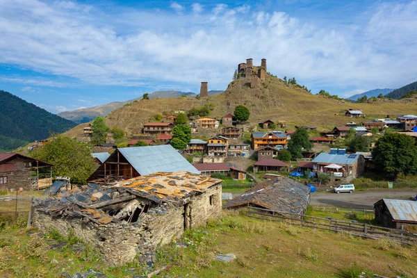 Tusheti Gürcistan Ağustos 2021 Yukarı Omalo Köyü Keselo Kalesi Seyahat — Stok fotoğraf