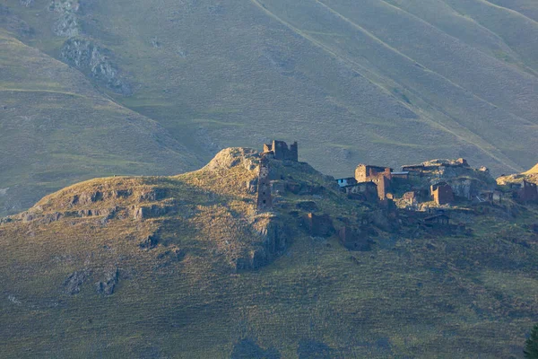 Starověká Gruzínská Vesnice Dartlo Tusheti Kakheti Region Kamenné Domy Věže — Stock fotografie