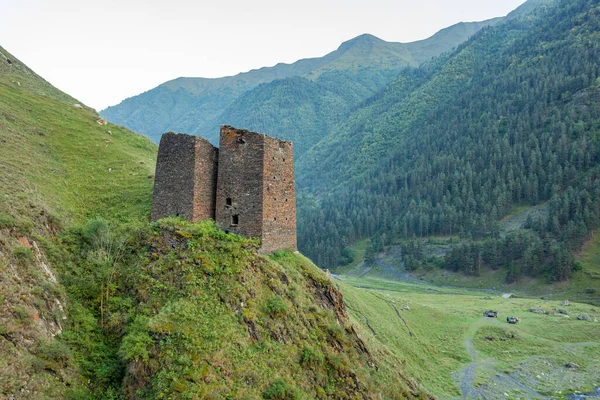 Ancient Georgian Village Dartlo Tusheti Kakheti Region Stone Houses Towers — Stock Photo, Image