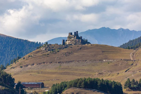 Villaggio Dell Alto Omalo Fortezza Keselo Viaggia Georgia Caucaso — Foto Stock