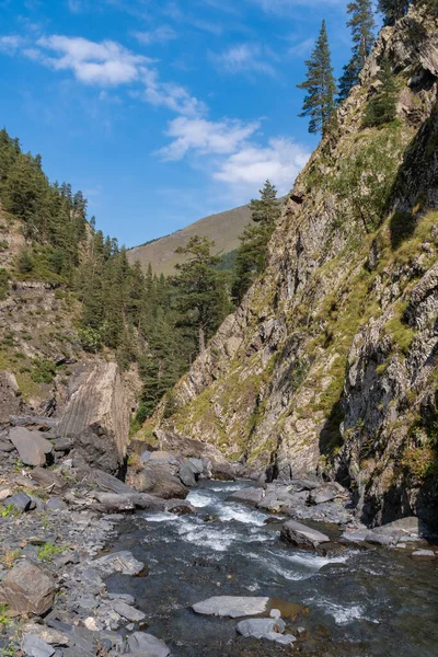Rivière Montagne Parmi Les Rochers Tusheti Voyage Travers Géorgie Caucase — Photo