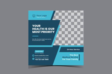 tıbbi sağlık hizmetleri sosyal medya paylaşımı ve İnternet afişi şablonu