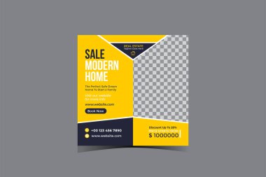 Gayrimenkul inşaatı sosyal medya instagram postası ve afiş şablonu