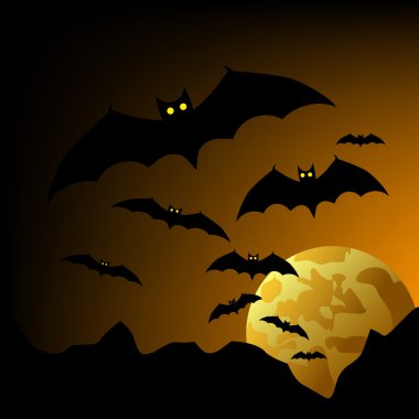 Cadılar Bayramı yarasalar üzerinde moonligts