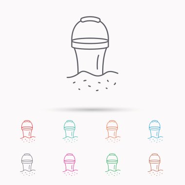 Kova simgesi. Çöp kutusu işareti. Bahçe ekipmanları.