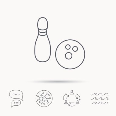 Bowling simgesi. Skittle veya PIN topu işareti ile.